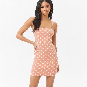 Coral Cotton Polka Dot Mini Dress